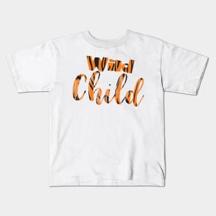 Wild Child Tiger Print Text Kids T-Shirt